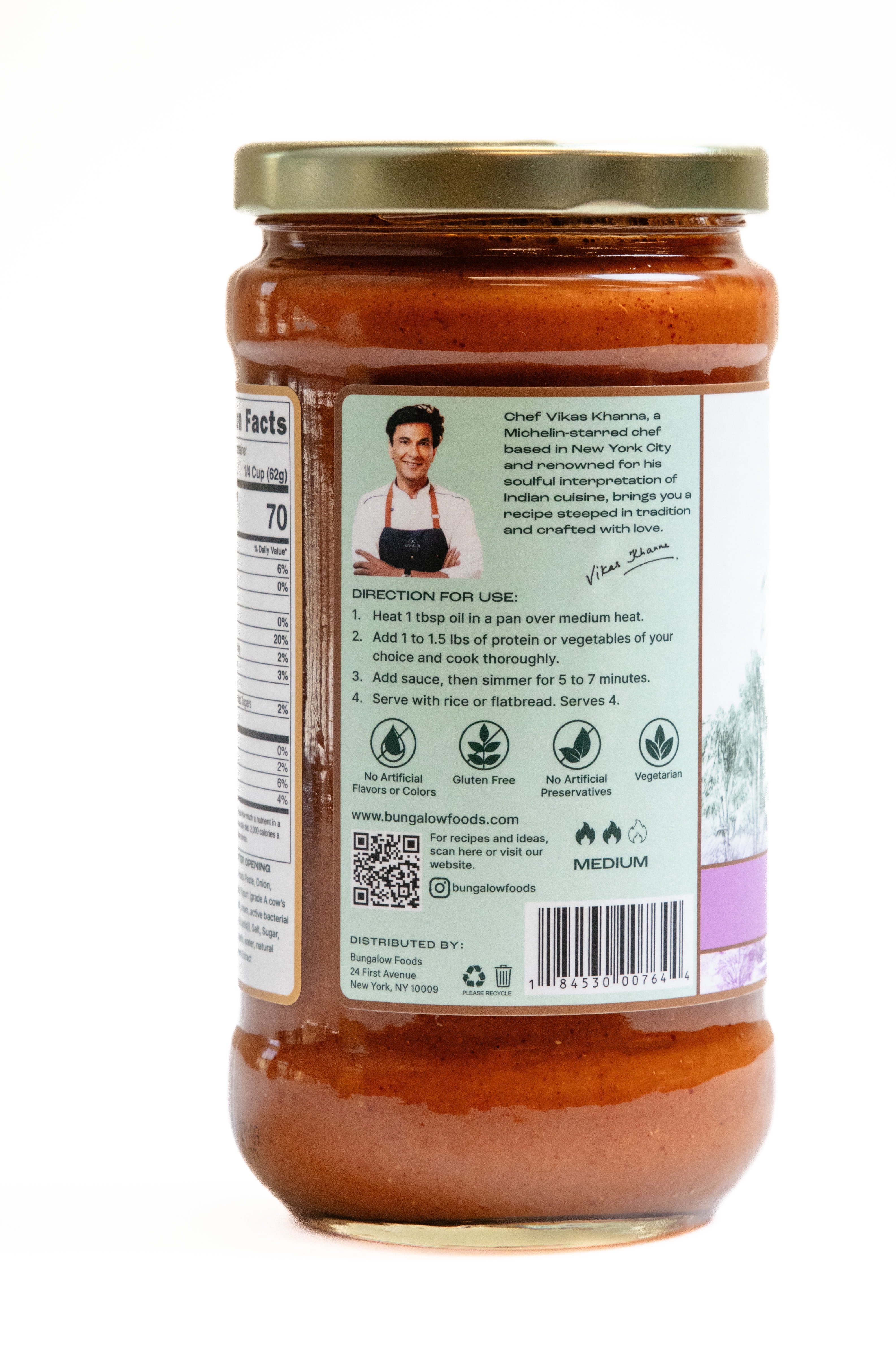 (6 pack) Bungalow Foods Caramelized Onion Indian Simmering Sauce, 16oz