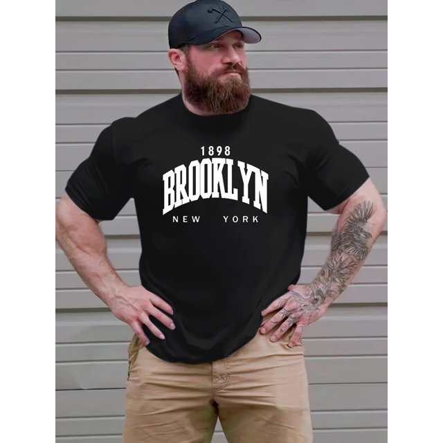 Men's "Brooklyn" Graphic Print T-shirt For Summer Outdoor, Men's Clothing Tee For Adult, Men, Women, Teen, Teenager, Adolescent,Youth