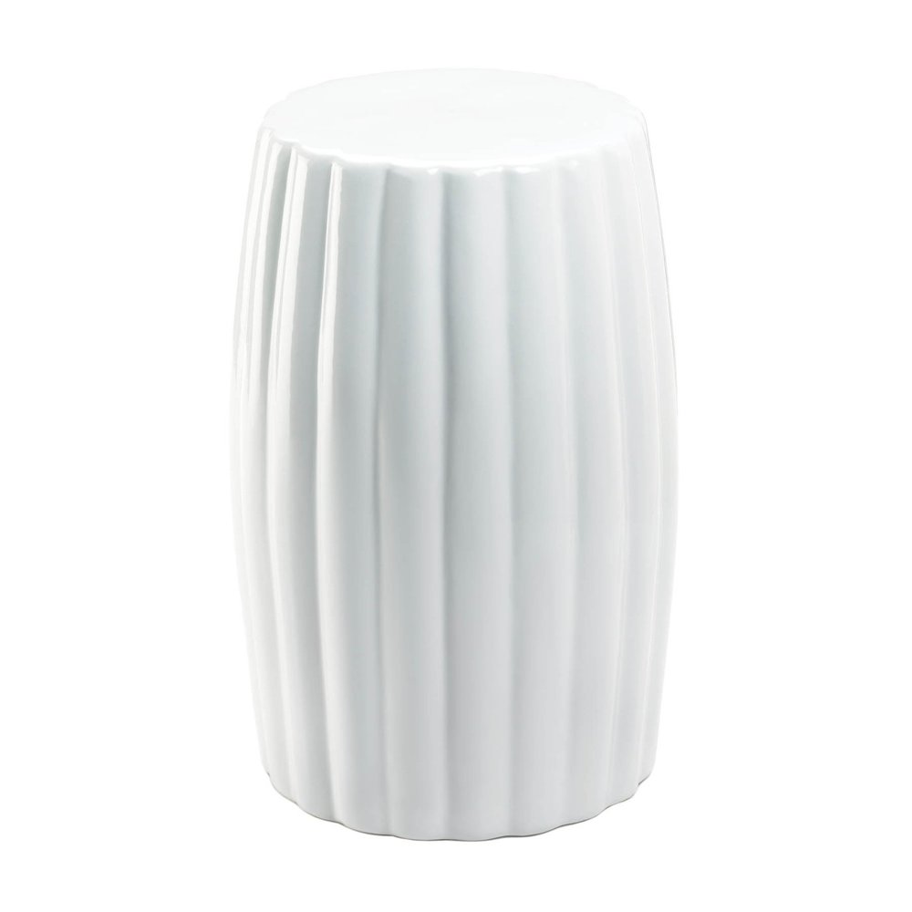 GLOSSY WHITE CERAMIC STOOL
