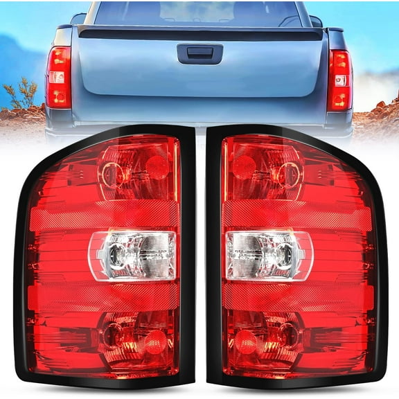 Nilight Taillight Assembly for 2007 2008 2009 2010 2011 2012 2013 2013 2014 Chevy Silverado 1500 2500HD 3500HD 2007-2013 GMC Sierra 3500HD Rear Lamp Replacement w/Bulbs and Harness