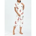 thumbnail image 3 of Women 2 Piece Pajamas PJs Set Floral Short Sleeve Tops and Capri Pants Loungewear Soft Sleepwear Nightwear, 3 of 6