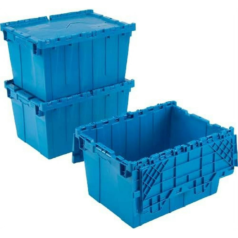 12 Gallon Heavy-Duty Tote Storage Container (PACK OF 4) - Blue, Top Tote,  Industrial Plastic Storage Tote - 21 In. L X 15 In. W X 12In. H, Padlock u0026  Metal Hinged Cover - Walmart.com