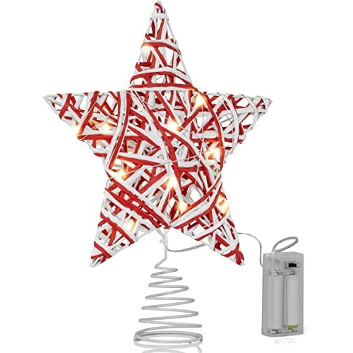 Adorno navideño de ratán Ornativity Rojo y Blanco con forma