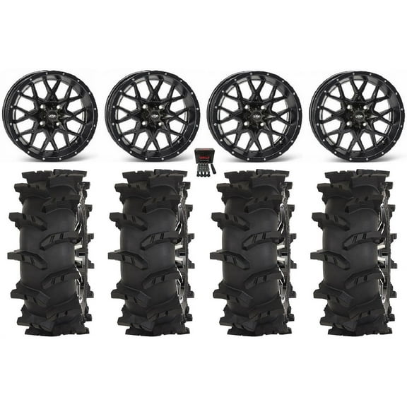 ITP Hurricane 14" Wheels Black 30" Outlaw Max Tires Honda Foreman Rancher SRA