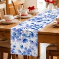 thumbnail image 5 of Blue Flowers Table Runner 120 Inches, Spring Botanical Blossom Florals Plants Bed Runner Dresser Scarves Tabletop for Indoor Outdoor Parties/Ceremony/Banquet, 13"x 120", 5 of 9