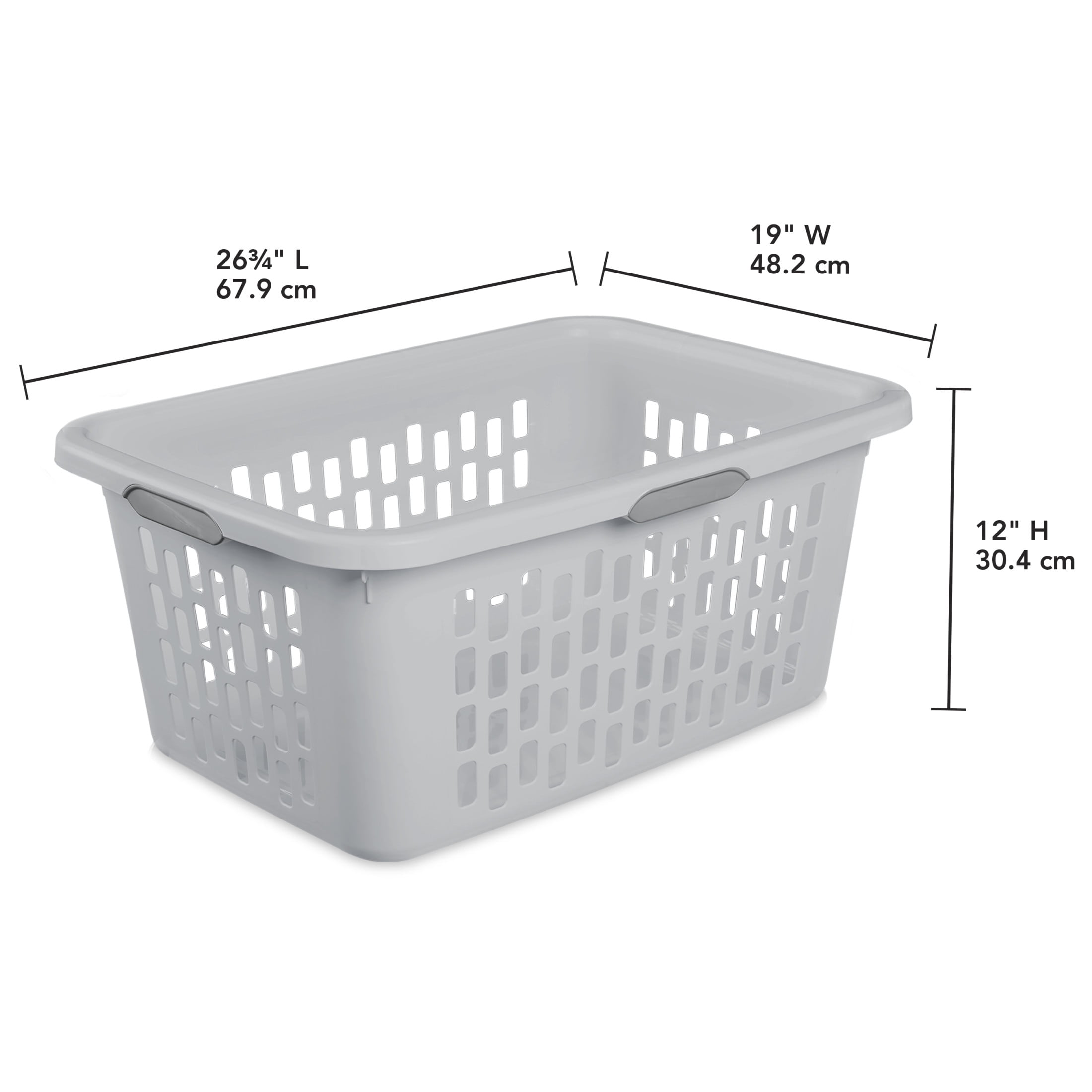 Sterilite Large 2 Bushel Plastic Laundry Basket with 4 Comfort