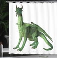 thumbnail image 4 of Ambesonne Animal Shower Curtain, Ugly Standing Dragon, 69"Wx84"L, White Green, 4 of 5