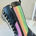 thumbnail image 7 of Girls' Rainbow Boots Glitter Sparkle Boot Mid Calf Cowgirl Boots with and Side Zipper Design Lace Up Cowboy Booties Holiday Party Dress Shoes Lug Sole School Boot Riding Shoes for Little Kid, 7 of 7
