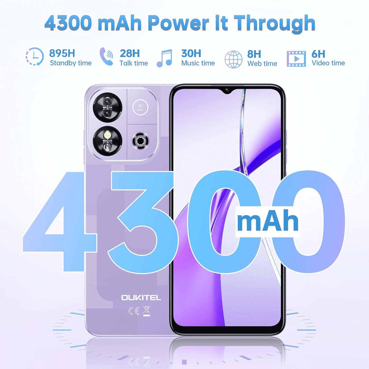 OUKITEL C57S Cell Phone Android 14 Smartphones - 8GB RAM 64/128GB ROM Mobile Phones, 6.52 inch HD+, 4300 mAh Smartphone for Teenagers, Octa-core, 13 MP + 5 MP Cell Phones Dual SIM 4G T-Mobile Phone