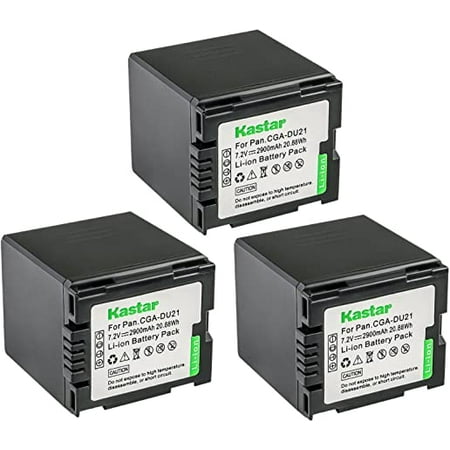 Kastar 3-Pack CGA-DU21 Battery Replacement for Panasonic NV-GS400 NV-GS408 NV-GS500 NV-GS508 NV-MX500A PV-GS19 PV-GS29 PV-GS31 PV-GS33 PV-GS34 PV-GS35 PV-GS36 PV-GS39 PV-GS50 Camera