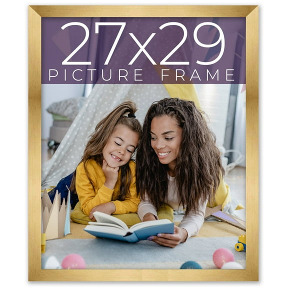27x29 Frame Gold Bronze Solid Wood Picture Frame Width 0.75 Inches | Interior Frame Depth 0.5