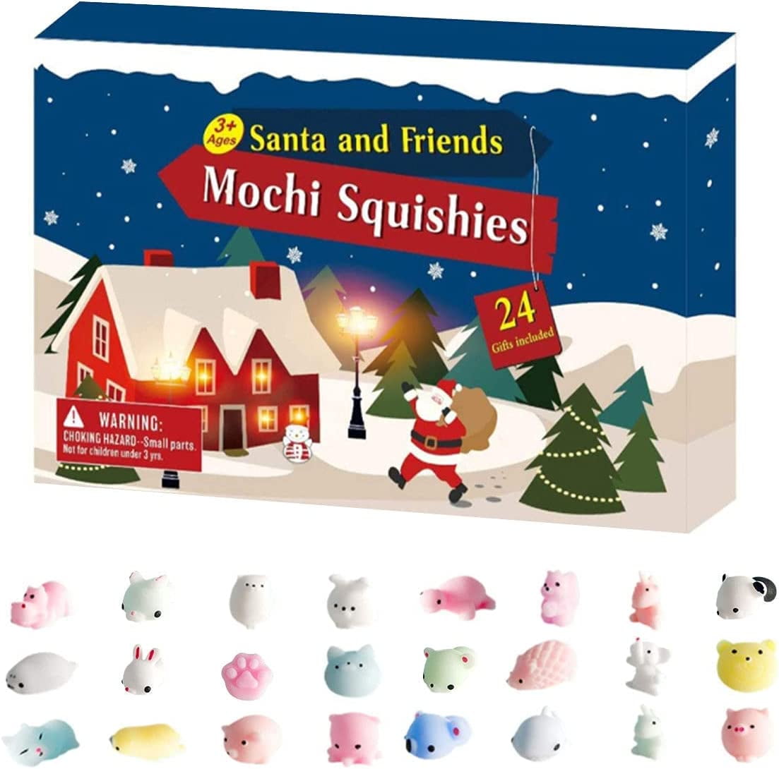 Advent Calendar 2022, 24 Mochi Squishies Including Luminous Mochi Santa