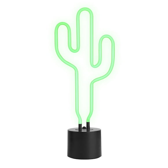 Amped & Co Lampe de Bureau Néon Cactus, Vrai Néon, Vert, Grande 16,5 x 7 Pouces, Enseignes de Déco pour Pièces Uniques
