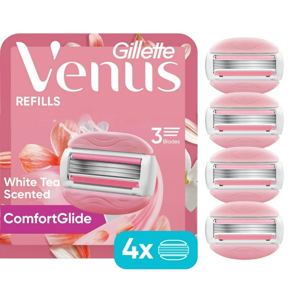 Venus ComfortGlide 3 White Tea Women's Razor Blade Refills, 4 Count