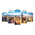 thumbnail image 2 of Cityscape 5 Panels Acrylic Glass Wall Art, Scenery Bangkok City Buildings Around River Downtown Urban Night, Accent for Living Room, Bedroom, Dorm, 60" x 30", Orange Pale Brown and Blue, by Ambesonne, 2 of 5