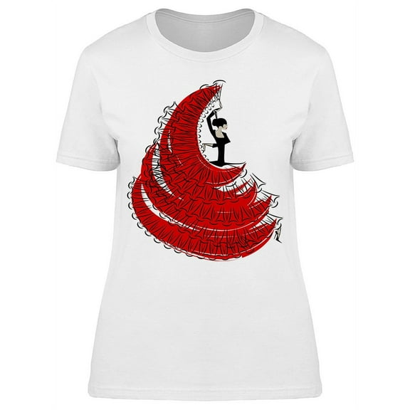 Big Red Dress Flamenco Dancer T-Shirt Women -Image by Shutterstock, Female x-Large