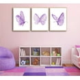thumbnail image 3 of 3Pcs Butterfly Canvas Wall Art Purple Butterfly Posters Pictures Minimalist Cute Animal Paintings Aesthetic Preppy Room Prints for Girls Bedroom Nursery Home Wall Decor Gift Framed, 3 of 6