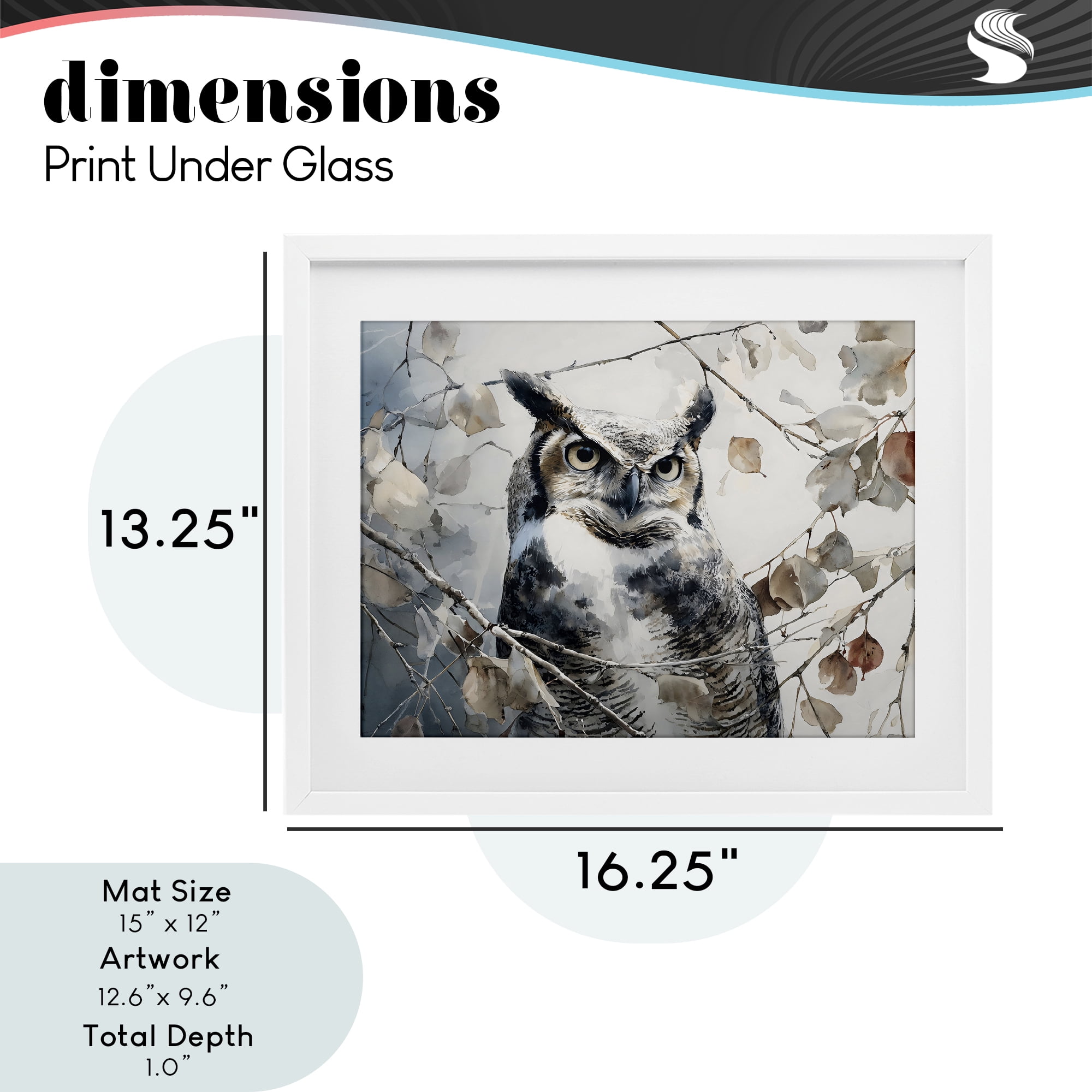 Stupell Industries Horned Owl Perched White Framed Print Under Glass, design by Franklyn Gregory