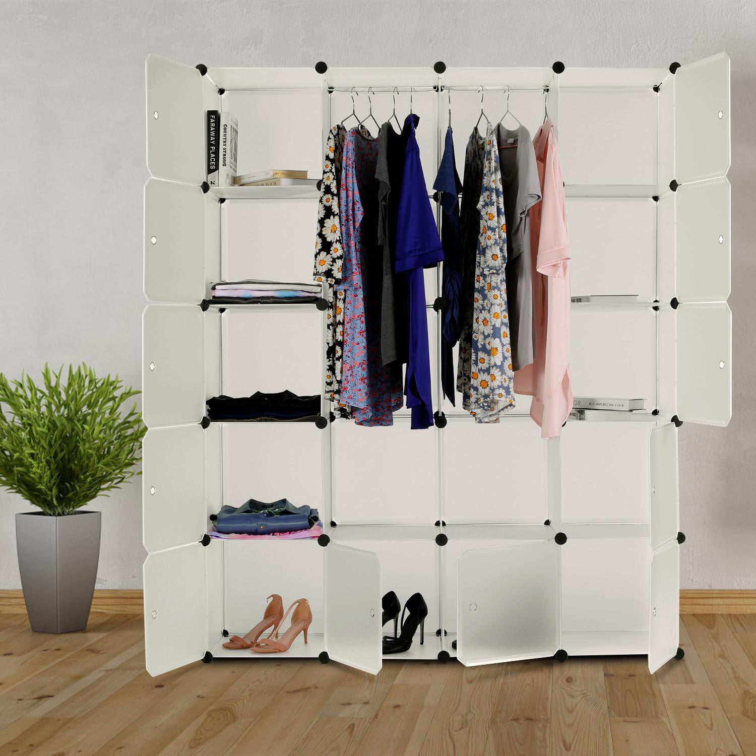 Onlibuy DIY 20-Cube Closet Portable Clothing&amp;Bags&amp;Shoes Wardrobe Storage Organizer For Bedroom/ Dormitory/Office