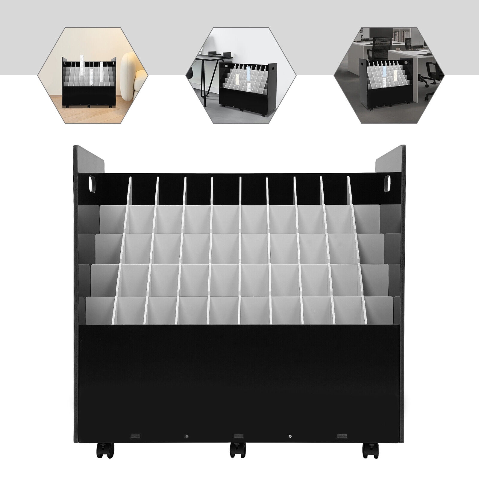 50-Slot Blueprint Organizer, Roll File Storage Holder Movable Roll File Cart