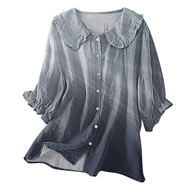 WZXFASHION Chemisiers pour Femmes Vintage à Imprimé Floral, Col, Manches Mi-Longues, Rabais de 50 % Liquidation Chemises pour Femmes