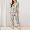 thumbnail image 2 of KLL Rabbit And Butterfly Print Women's Long Sleeve Pajamas with Pants Sleepwear Loungewear 2 Set-Large, 2 of 7