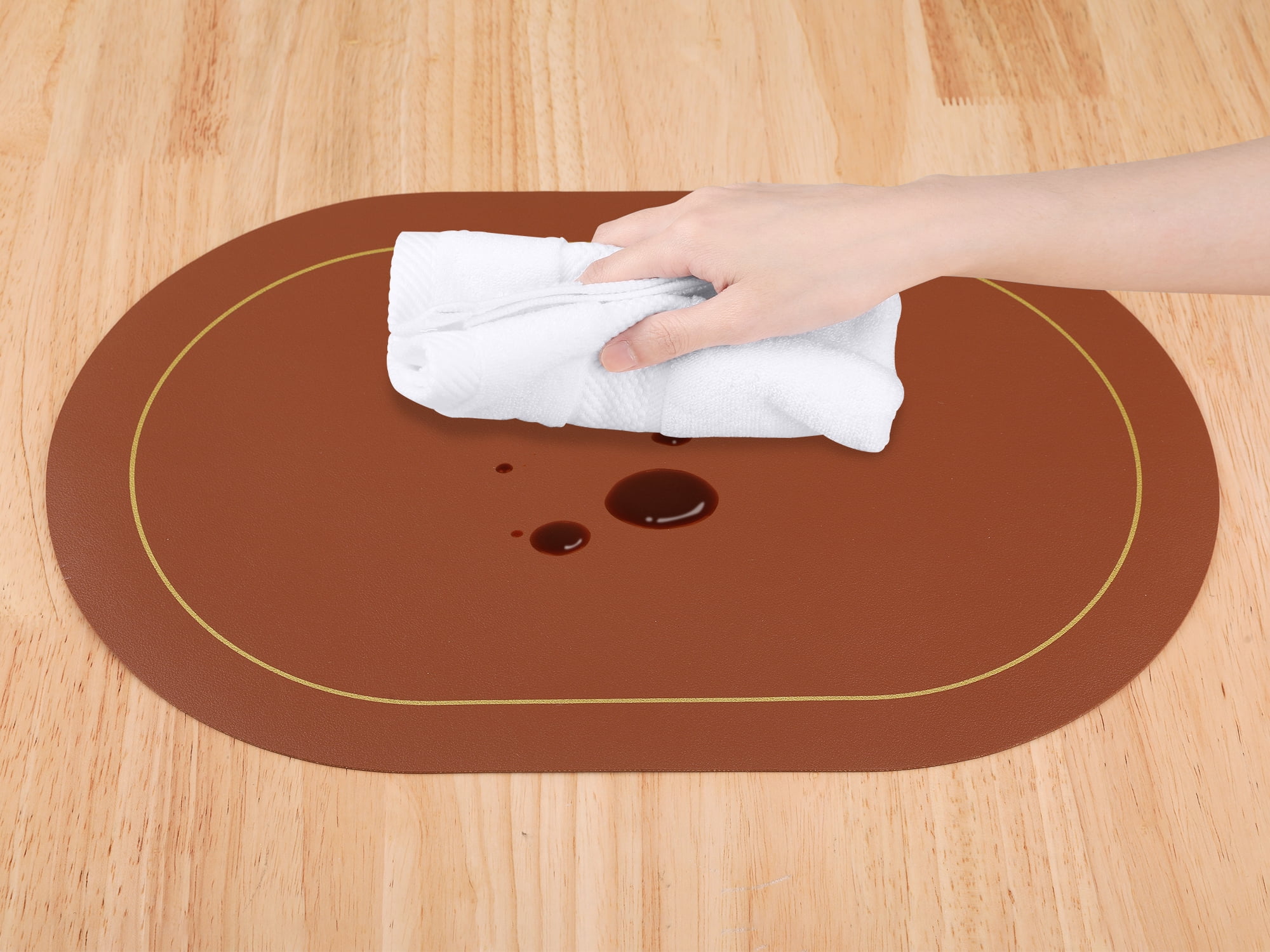 Unique Bargains Set of 6 Faux Leather Placemats Brown