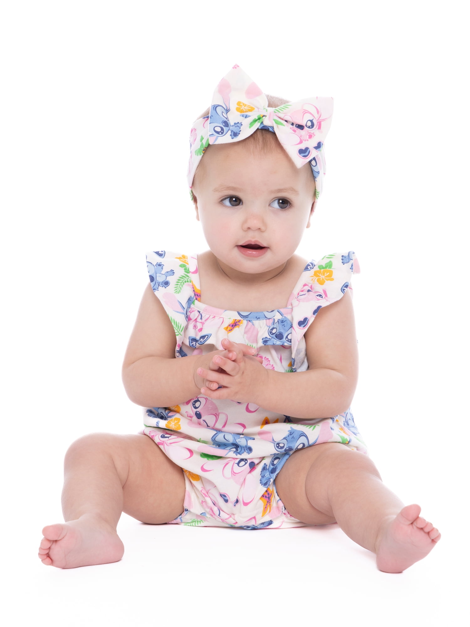 Stitch Baby Girls Romper Set, 2-Pack, Sizes 0-24 Months