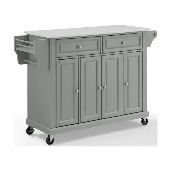 Crosley Furniture Wood Granite Top Kitchen Cart in Gray/White