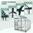 thumbnail image 5 of EAGLE PEAK 6x6x7 Outdoor Walk-in Hobby Greenhouse, Polycarbonate Aluminum Greenhouse with Adjustable Roof Vent and Rain Gutter, Base and Anchor, Dark Green, 5 of 11