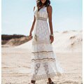 Boho Long Dress Women Summer Lace V Neck Flare Sleeve Sexy Maxi Dress Lady Holiday Party Beach Wedding Dresses Vestidos De MujerL&China Gao Jinjia LED