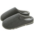 thumbnail image 2 of Lovskoo 2024 Mens Indoor Memory Foam Cotton Scuff Slippers Slip On Summer House Shoes Flats Breathable Washable Non-Slip Rubber Soles Gray, 2 of 8