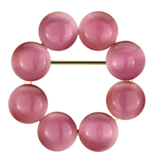 Alamode LO2886 Women Flash Gold White Metal Brooches with Synthetic in Rose
