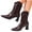 Coffee, variant on LOVZFMLL Cowboy Boots for Women Mid Calf Chelsea Boots Side Zipper Square Toe Slip Resistant Mid Block Heel Leather Casual Fall Winter Boots