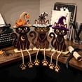 thumbnail image 4 of MInHoues 3 Pcs Halloween Wooden Cat Table Decorations, Black Cat with Witch Hat Dangling Legs Tabletop Decor, Rustic Tiered Tray Centerpieces for Fall Mantel Shelf Home Display Art, 4 of 7
