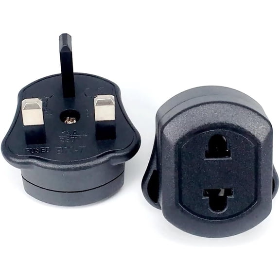 (2 Pack) Shaver Plug Adaptor Shaving Toothbrush Adapter Epilators Bathroom UK to 2 Pin 3 Tools & Hardware (Black, Style 2,13A/ 250V)