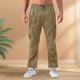 thumbnail image 1 of Pantalones largos para hombre, casuales, de moda, de color sólido, con cordón, cintura elástica y bolsillos., 1 of 9