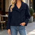 thumbnail image 4 of WIZUTIZ Women's Solid Color Button Front Jacket Turn Down Collar Long Sleeve Loose Casual, 4 of 6