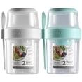 thumbnail image 3 of 2 Pack Overnight Oats Container 2-Tier Breakfast On the Go Cups with Lid and Spoon Portable Yogurt Oatmeal Container Jar Leakproof Cereal and Milk To Go Container for Students, 3 of 10