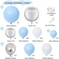 thumbnail image 2 of Kit de arco de guirnalda de globos azules, 141 piezas de globos blancos plateados azules, globos de aluminio plateados 4d, arco de globos de metal macarrón para baby shower de niño, 1er nacimiento, 2 of 5