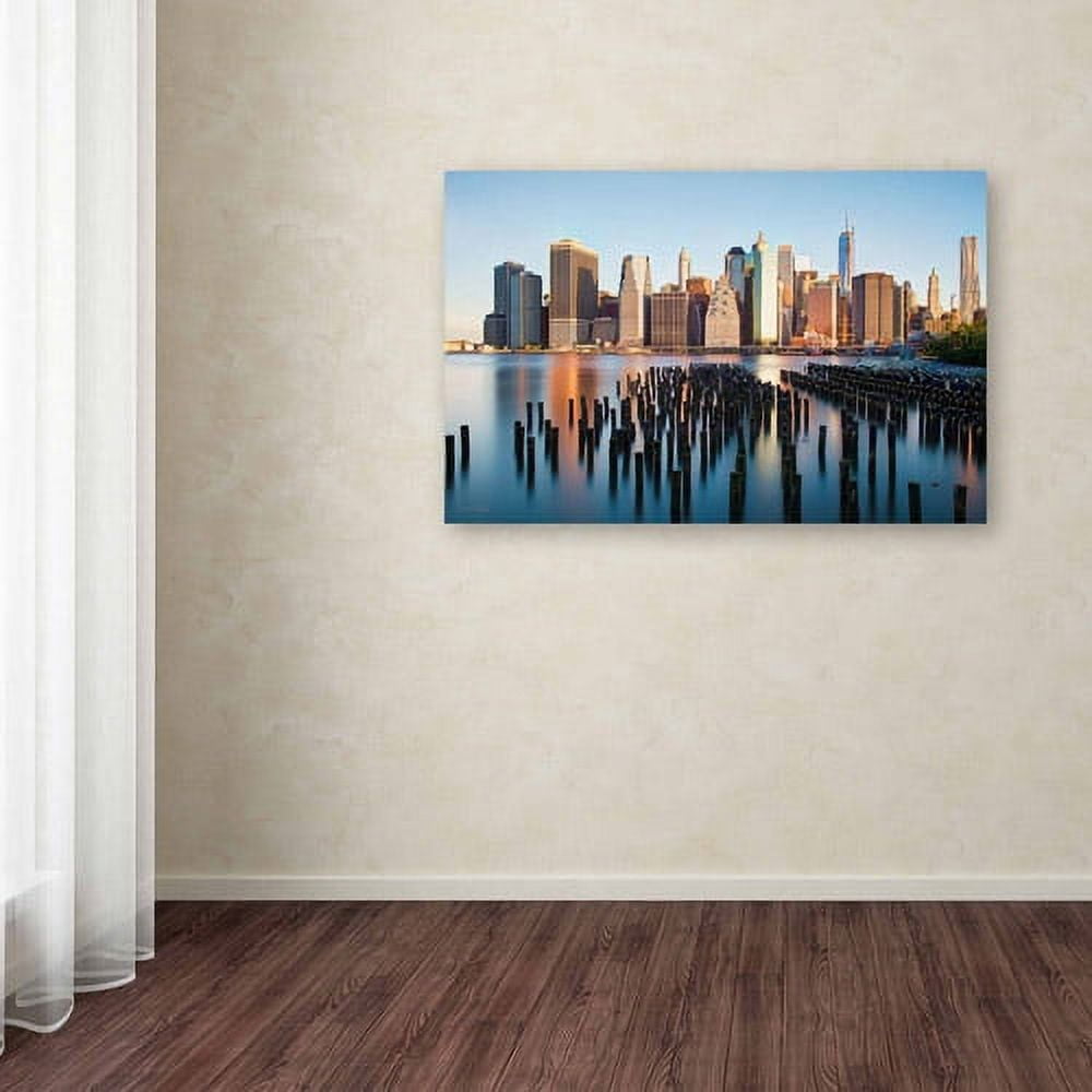 Trademark Fine Art "Brooklyn Bridge Park and Financial District - I" Canvas Art by David Ayash