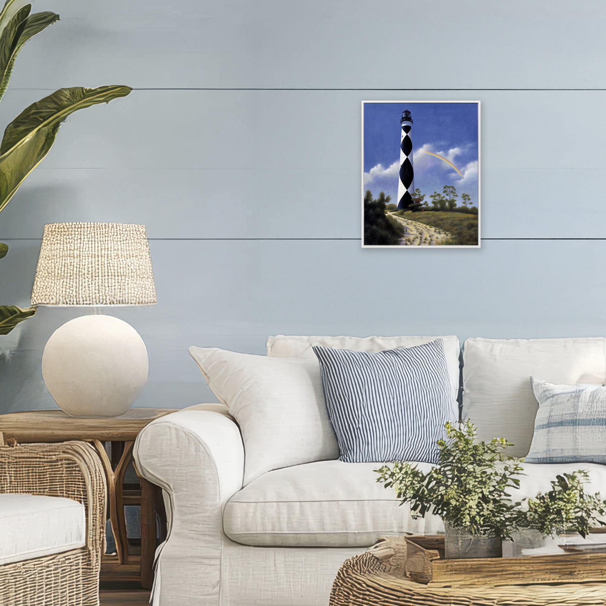 North Carolina Cape Lookout White Framed Giclee Art, design by Wind River Studios