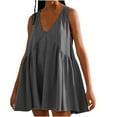 thumbnail image 2 of Alkepwun Babydoll Dress dor Women Summer Sleeveless Mini Dress Oversized V Neck Sundress Beach Cover Ups Casual Loose Tiered Flowy Tank Sundresses, 2 of 7