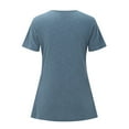thumbnail image 4 of Womens Summer Fashion Short Sleeve V Neck Ribbed Shirt Top Summer Solid Color Casual T Shirt Mesh Panel Turtle Neck T Shirts for Women Ladies Shirt Long Sleeve Girls Shirts Long Sleeve Women Shirts, 4 of 4