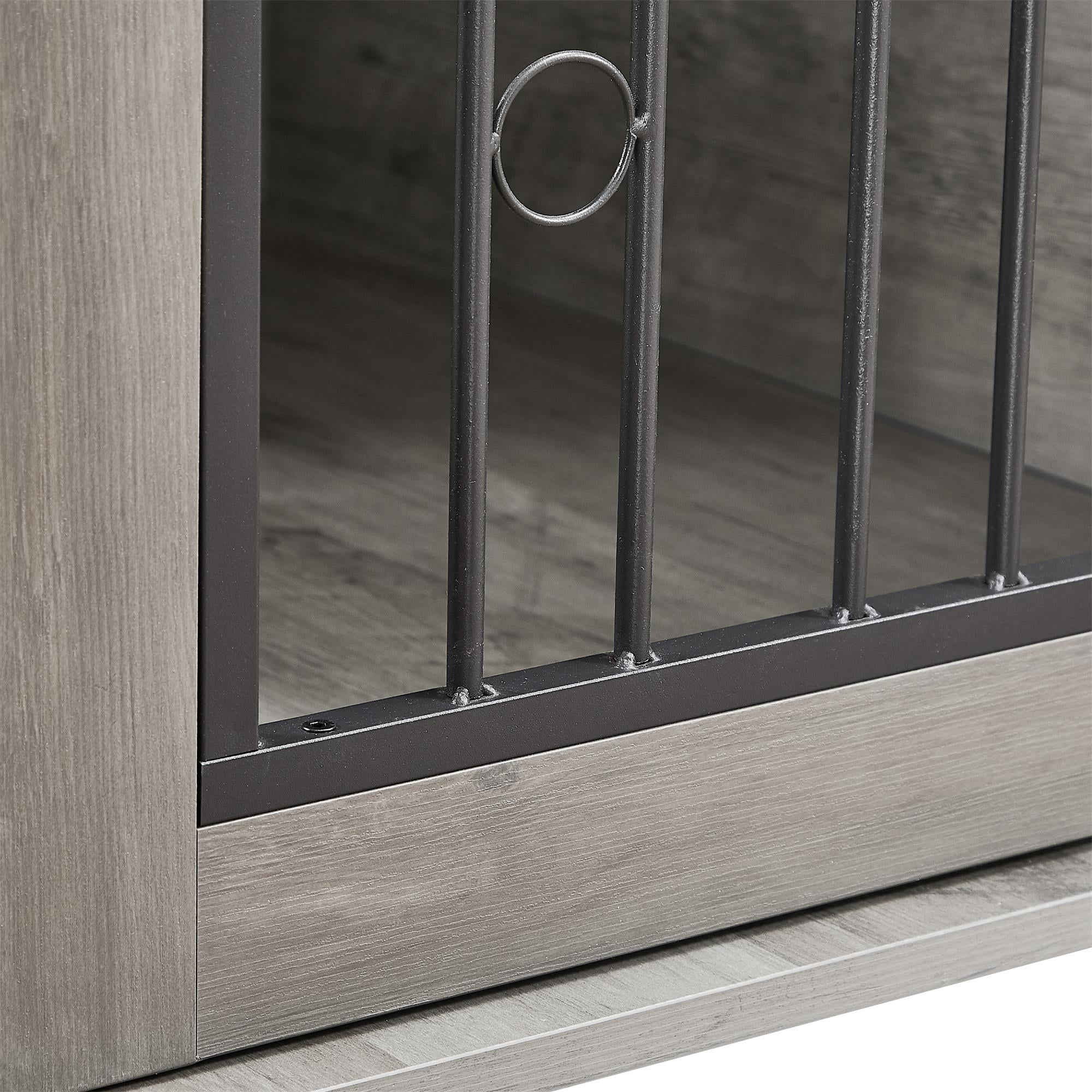 Pefilos 39" Dog Crate for Medium Dogs Sliding Door Wooden Dog Cage with Partition for Two Puppies Dog House Indoor, Gray Pefilos 39" Dog Crate for Medium Dogs Sliding Door Wooden Dog Cage with Partition for Two Puppies Dog House Indoor, Gray