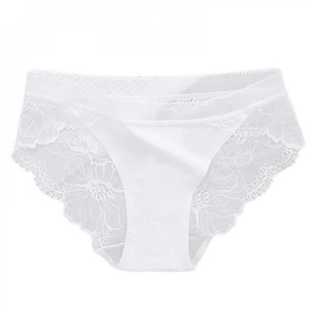

Fantadool Women s Underwear Panties Lace Mid-Waist Hollow Female Briefs Breathable Underpants for Lady Plus Size Lingerie
