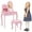 Pink, variant on GARVEE Kids Vanity Desk with Lights, 1 Piece Princess Makeup Table Set with Stool and Playset, White