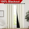 thumbnail image 2 of NICETOWN 2 Layers 100% Blackout Curtains for Bedroom with Black Liner, Full Blackout Insulated Noise Reducing Drapes Rod Pocket Energy Saving Window Curtains,42"x63", Beige, Set of 2, 2 of 8