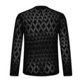thumbnail image 5 of Qepwsc Mens Shirt CutOut Mesh Long Sleeve Tops Underwear Knitted Sweater Loose Undershirt T-Shirt, 5 of 9