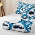thumbnail image 4 of meiyoeat Cute Shark Quilt Full,Kawaii Ocean Animal Full Bedspread Sets For Boys Kids,3 Pieces, 4 of 7